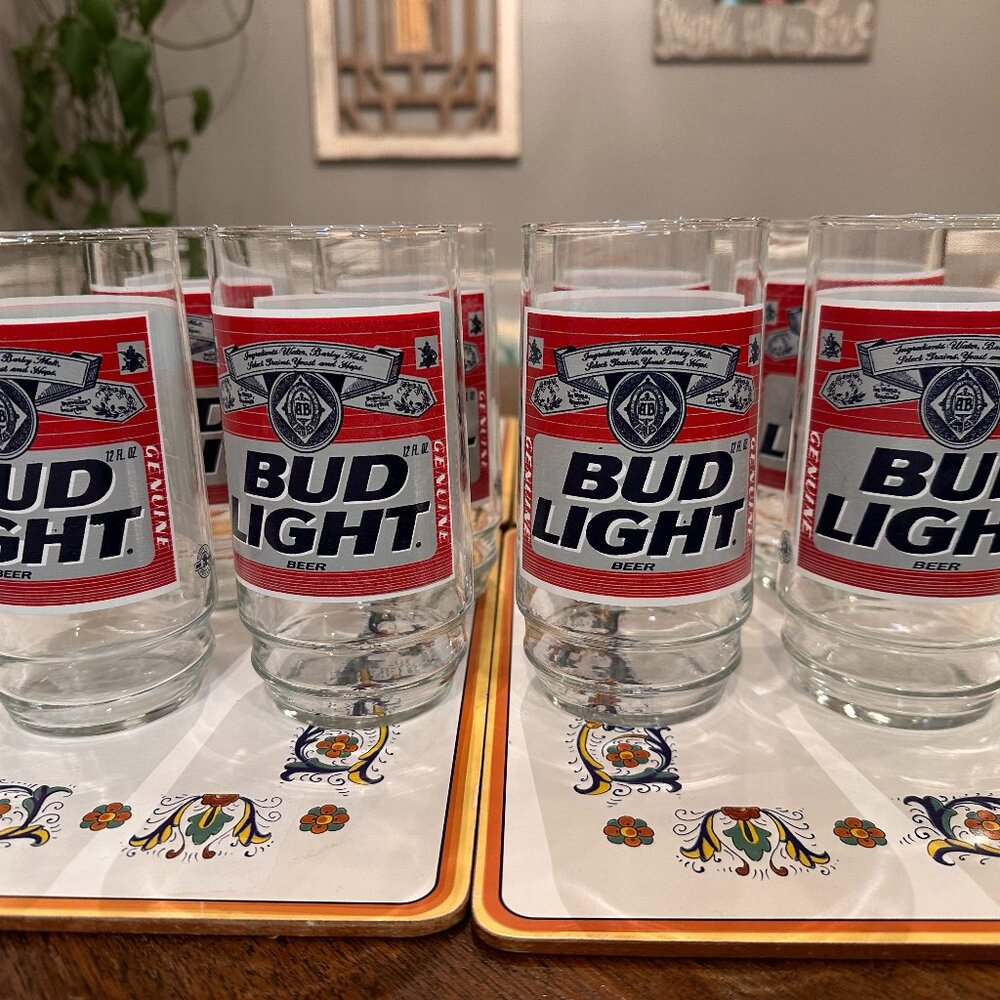 vintage Bud Light beer 12 oz tumbler glasses